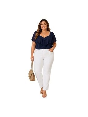 Gloria Vanderbilt Amanda Jeans Size 18 White Straight Leg Stretch Pants NWT